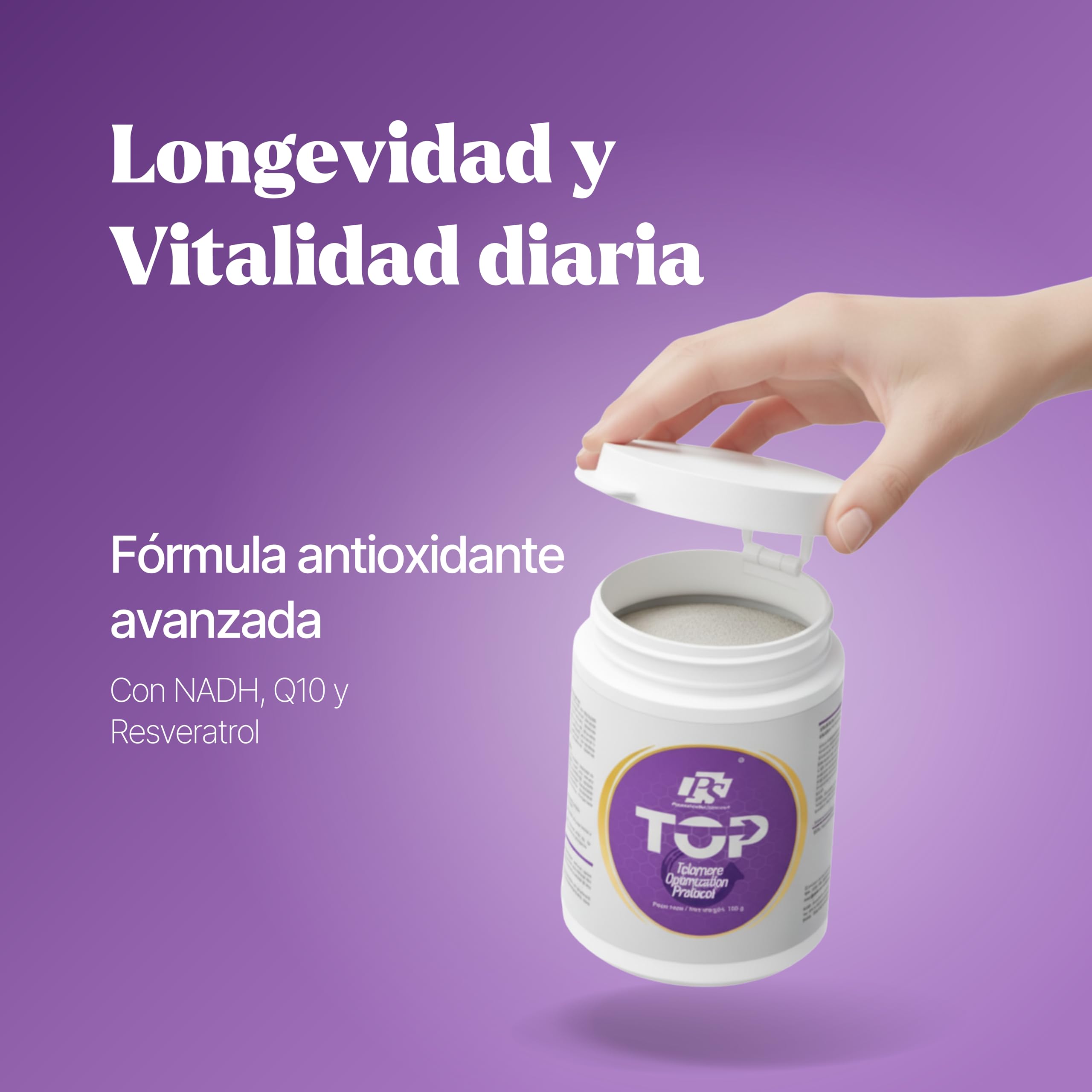 PS T.O.P - Antiedad Celular, Fórmula Avanzada con NADH y Q10, 300 g