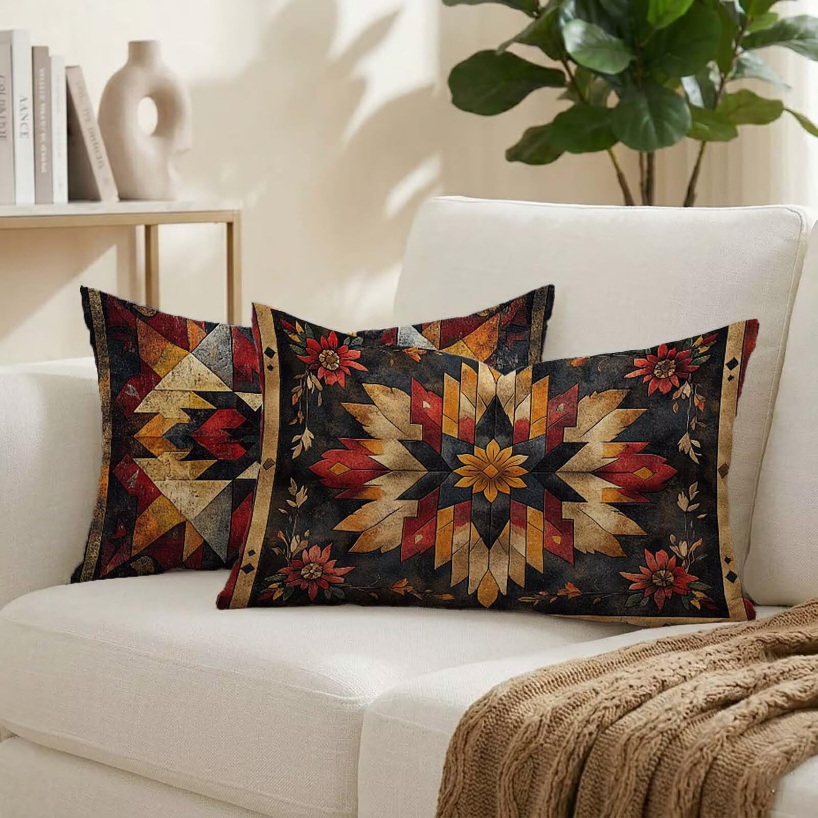 Housse coussin exterieur rectangulaire anti pluie et anti tache lot de 2 taies 40x80 cm