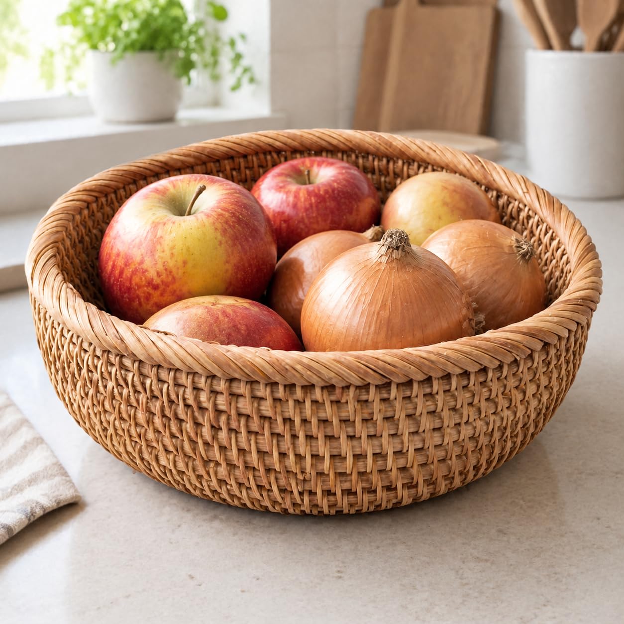 Cesta s Mimbre Tejida a Mano, Grande: 26×11, 26