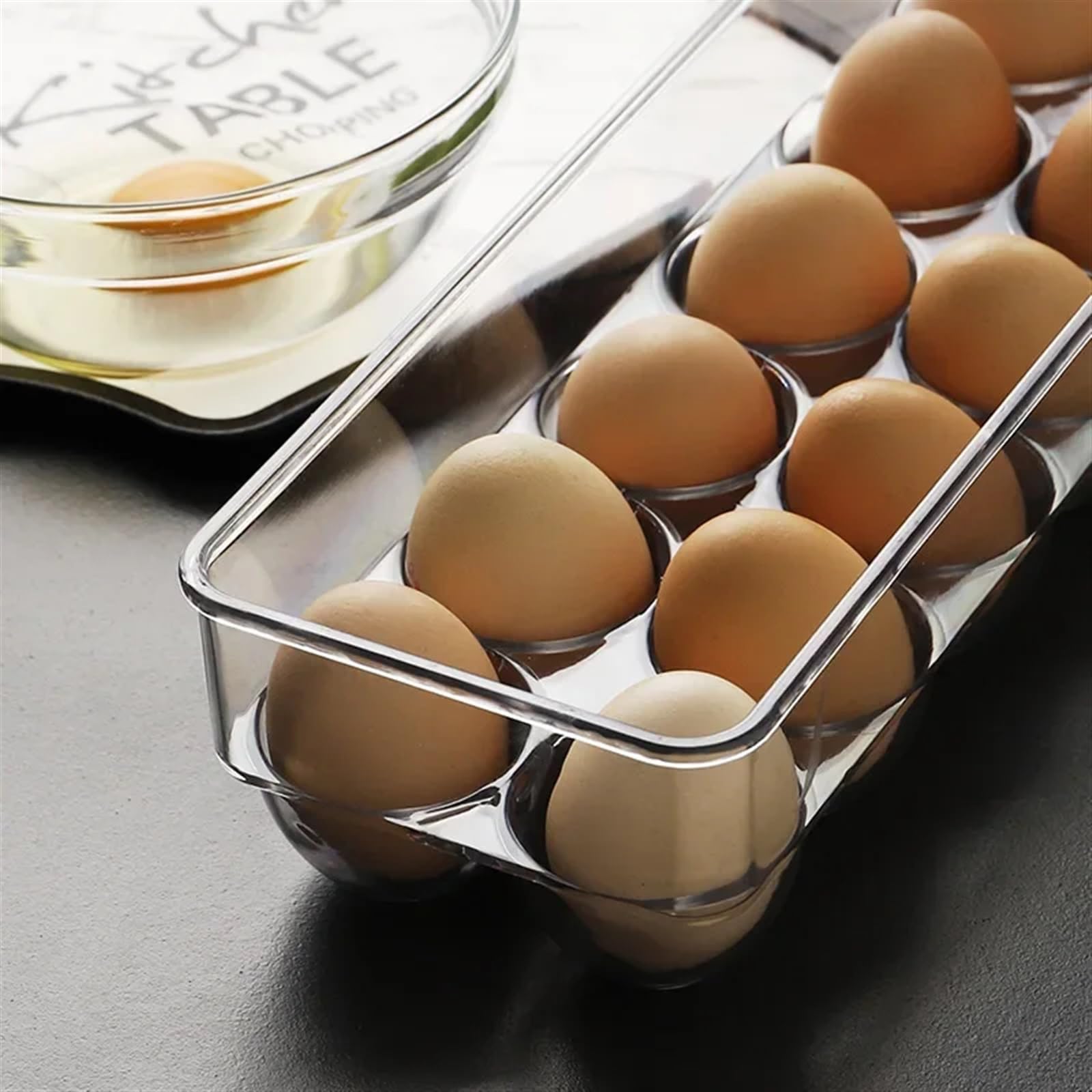 Organizador Nevera Contenedor de huevos con tapa, caja de plástico for almacenamiento de huevos, bandeja apilable for huevos, refrigerador, organizador de mantenimiento fresco, caja de almacenamiento