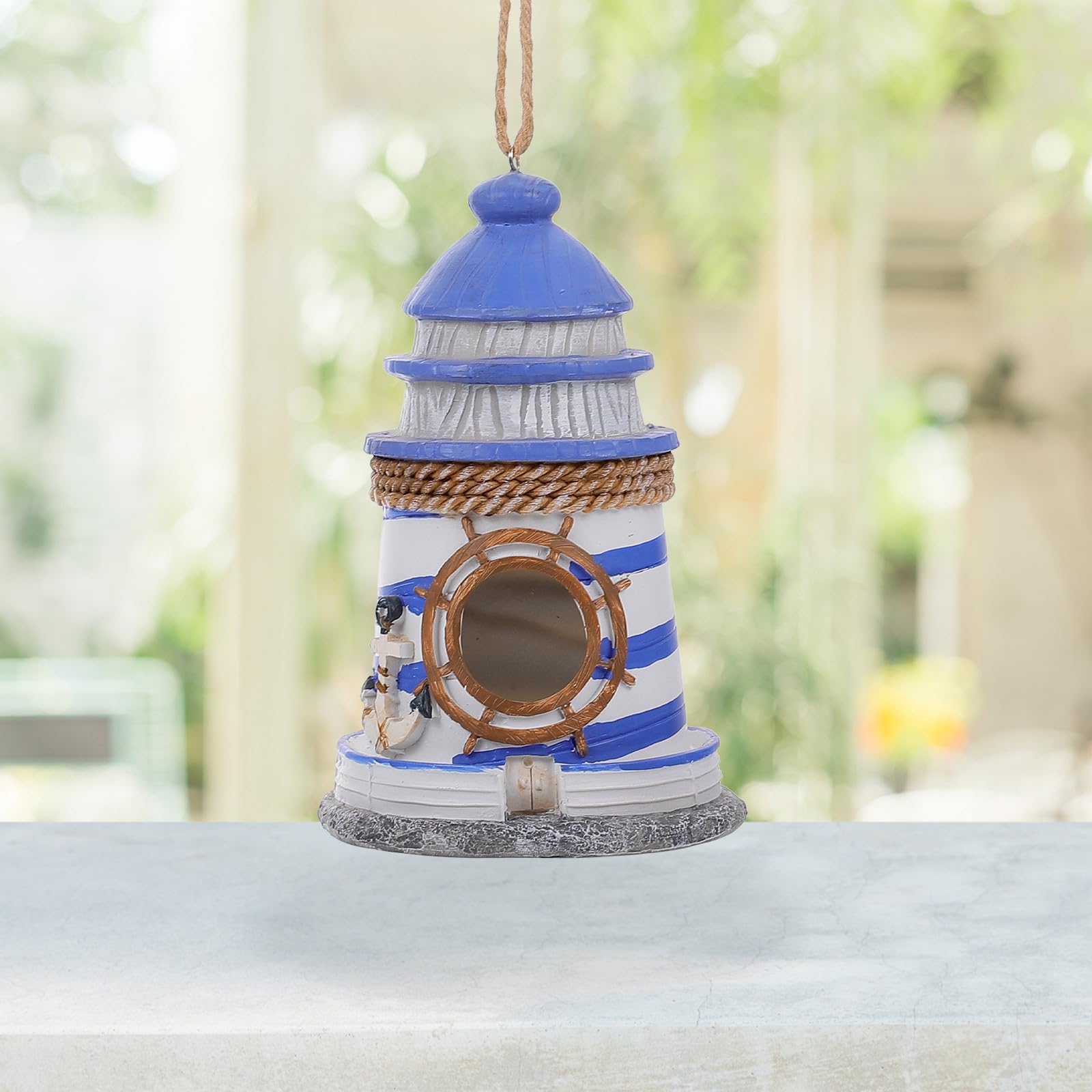 Homoyoyo Casita Colgante de Resina para Jardín y Porche, Diseño Original Buena Textura y Elegante Adorno para Aves Pequeñas y Exteriores Varios Estilos