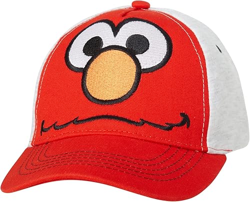 Sesame Street Gorra de béisbol de algodón para niños pequeños - Elmo, Cookie Monster, Big Bird, Oscar The Grouch, Elmo RojoGris