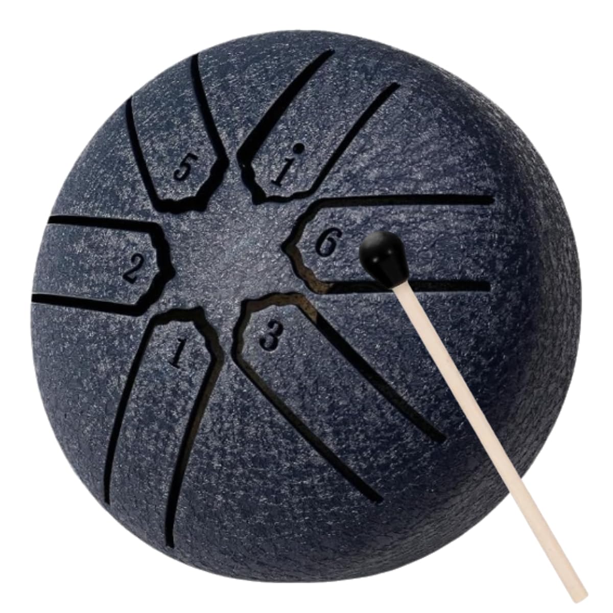 Steel Tongue Drum Rain Chime, Rain Drum for Outside Garden, 3 Inch 6 Notes Steel Tongue Rain Drum Chakra Drum for Rain Outdoor, Waterproof Mini Handpan Drum with Drumsticks, Drumstick Rack (Dark Blue)