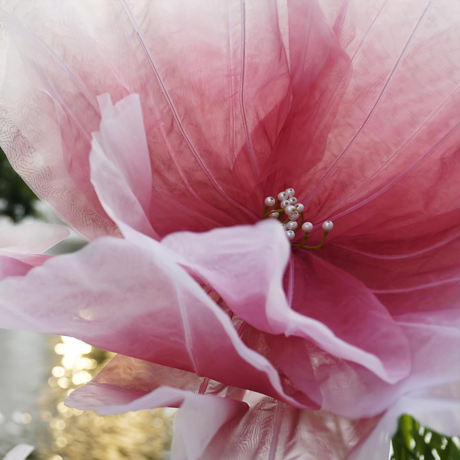 Giant Artificial Flower Decor,Oversized Gradient Organza Flower with Bendable Stem,DIY Shape Fake Flower Sculpture with Heavy Base for Wedding,Event,Party & Photo Backdrop,Store Display (red) - Image 6