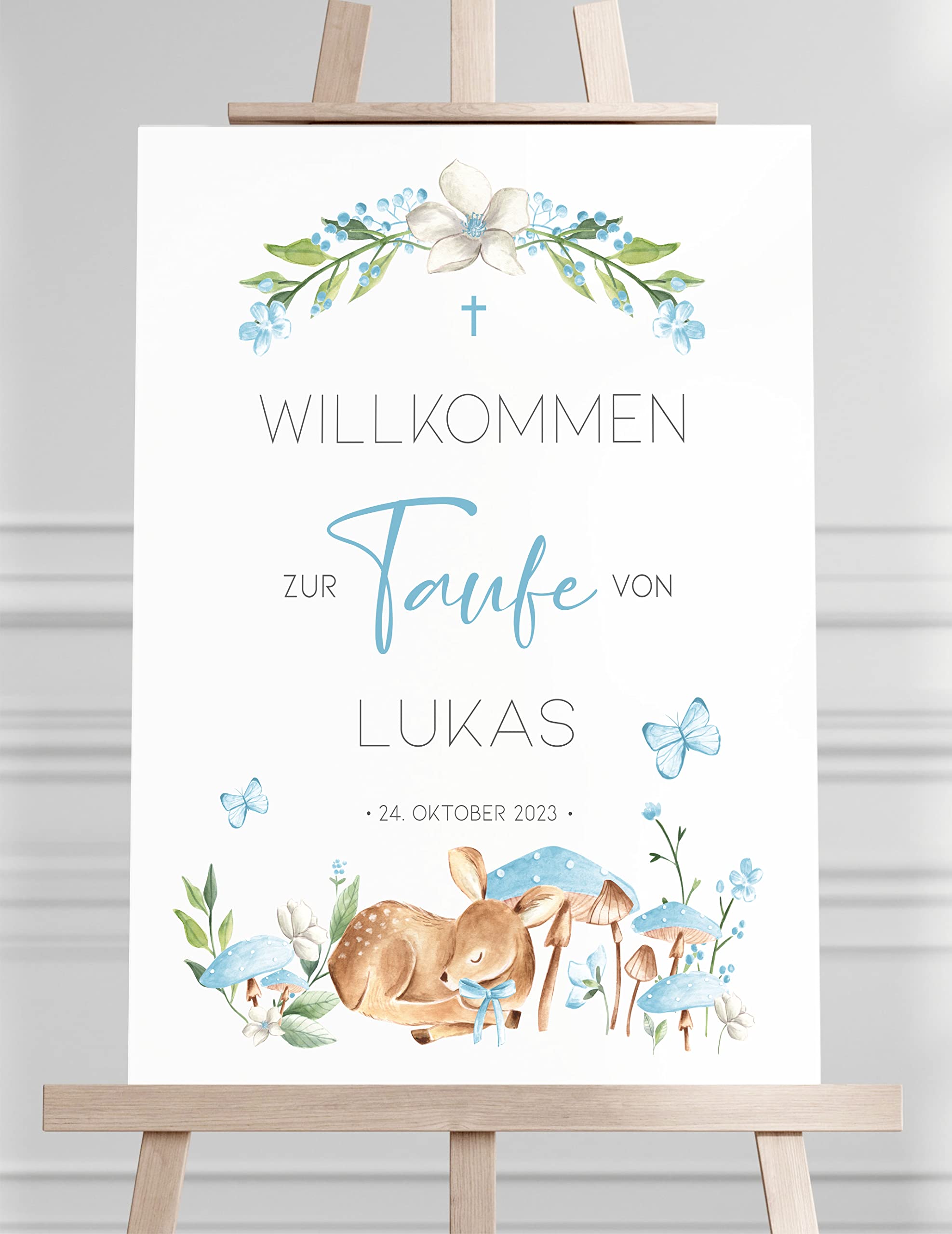 Manschin-Laserdesign Willkommensschild Aluverbund personalisiert - Made in Germany - Welcome Willkommen Schild für Taufe, Geburtstag, Firmung, Kommunion, Konfirmation (60x40cm)