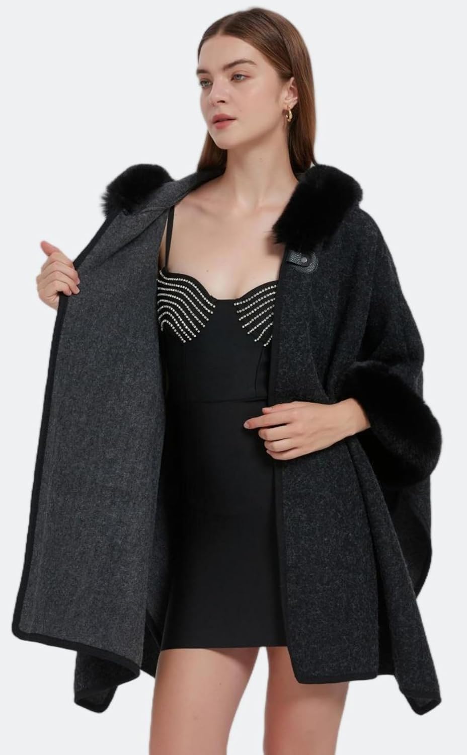 Women's Cardigan Shawl Cape Cloak Winter Warm Hoodie Cardigan Coat