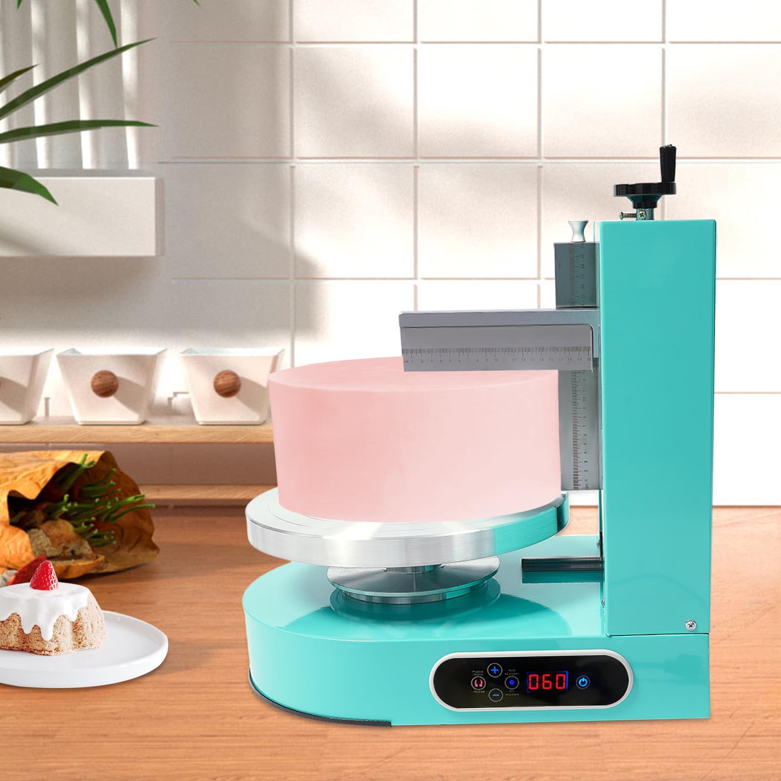 Máquina para Decorar y recubrir Pasteles, máquina para Decorar Pasteles de cumpleaños con una Capa Suave de Crema, esparcidora eléctrica Ajustable con Pantalla LCD para Pasteles de 4 a 12 PU