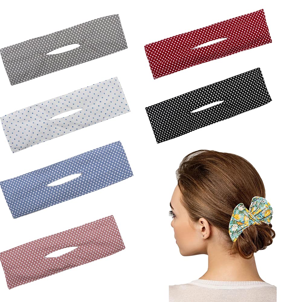 6Pcs French Twist Deft Bun Hair Bun Maker for Women, Cloth Magic Clip Hairstyle Bun Shaper DIY Hair Ties Reusable Bun for Hair Dots C