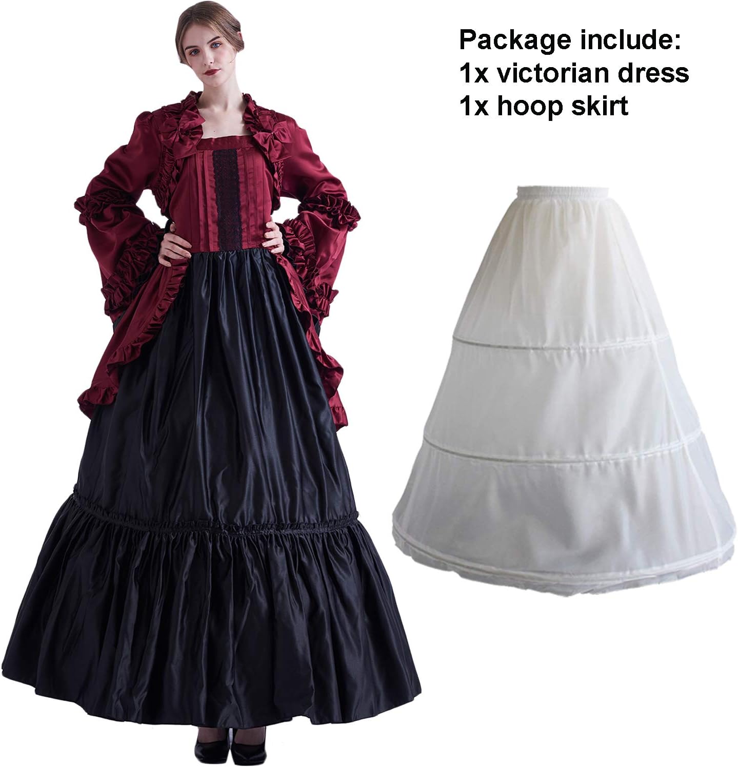 GRACEART Women's Victorian Dress Renaissance Rococo Ball Gown (dress with hoop skirt) - Image 2