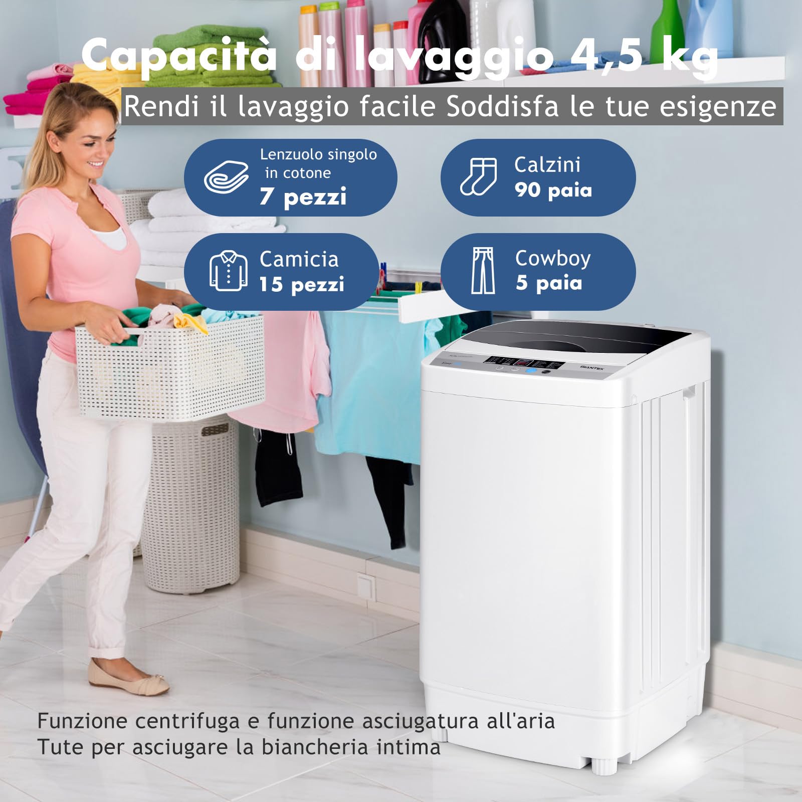 Lavatrice Portatile, Lavatrice anuale Non elettrica con disidratatore