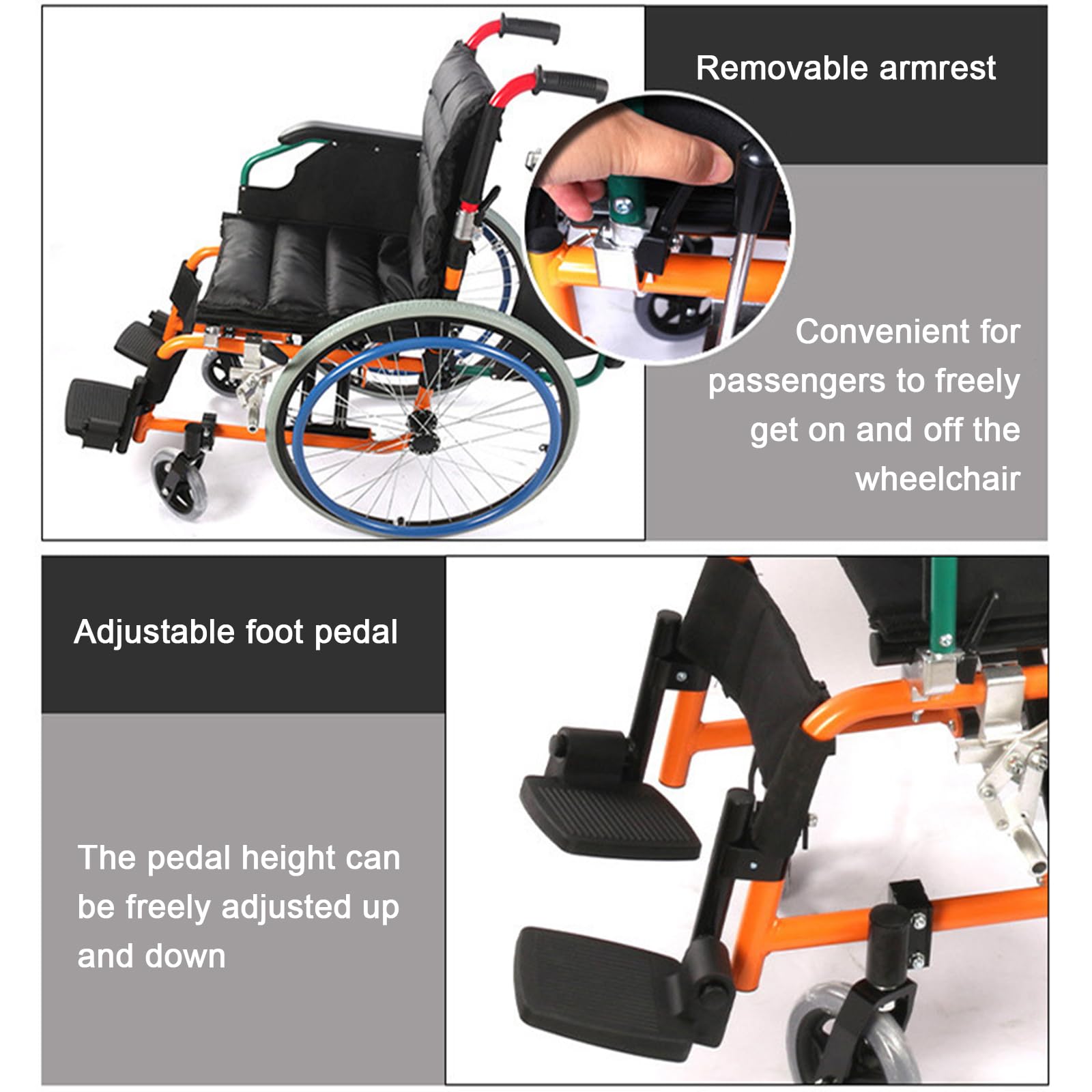 Silla De Ruedas Para Niños Ligera Y Plegable, Sillas De Ruedas Autopropulsadas, chasis de aleación de aluminio con una capacidad de carga de 75Kg,Silla de ruedas de tránsito(Seat width 30cm/11.8in)