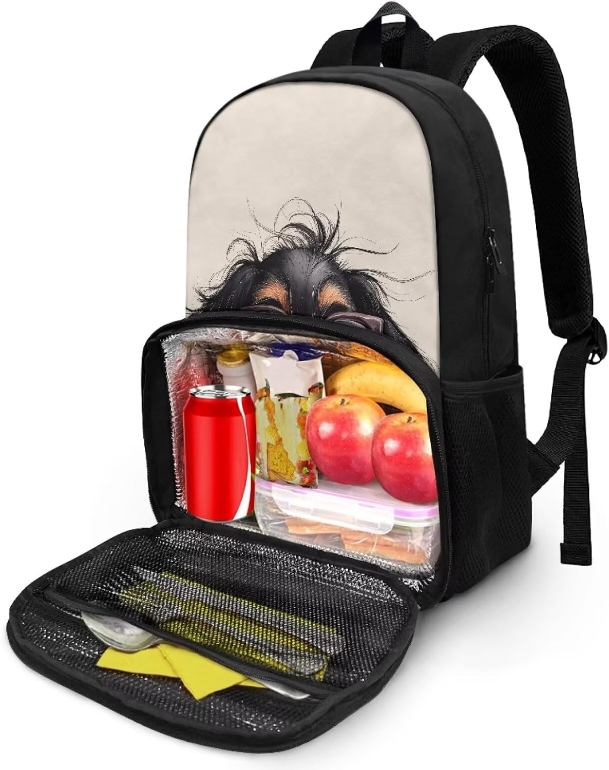 Dog Lunch Backpack for School, 17 Inch All -in-One Lunch Bag Food Compartment Backpacks for Girls 10-12 Insulated Cooler Boys Bookbag Multifunctional Daypack for Students