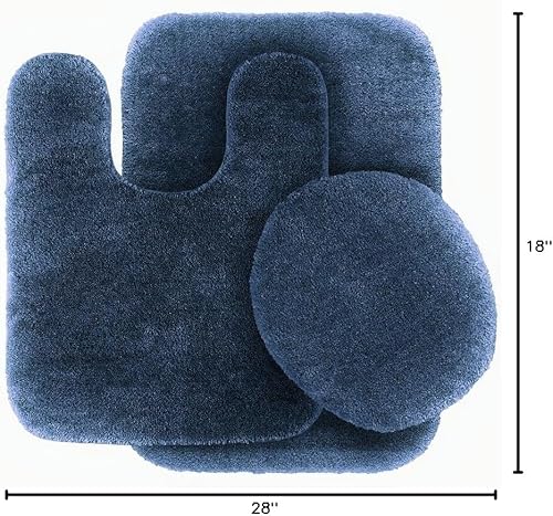 Miniatura 14 de #6 - Tapete de baño, tapete de contorno y cubierta de tapa, con respaldo de goma, juego de baño de 3 piezas, colores sólidos surtidos (amarillo)