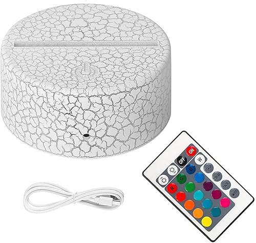 QOMOLANGMA Base LED de luz nocturna con base de 16 colores intercambiables con control remoto, ilusión óptica, lámpara de noche para decoración de