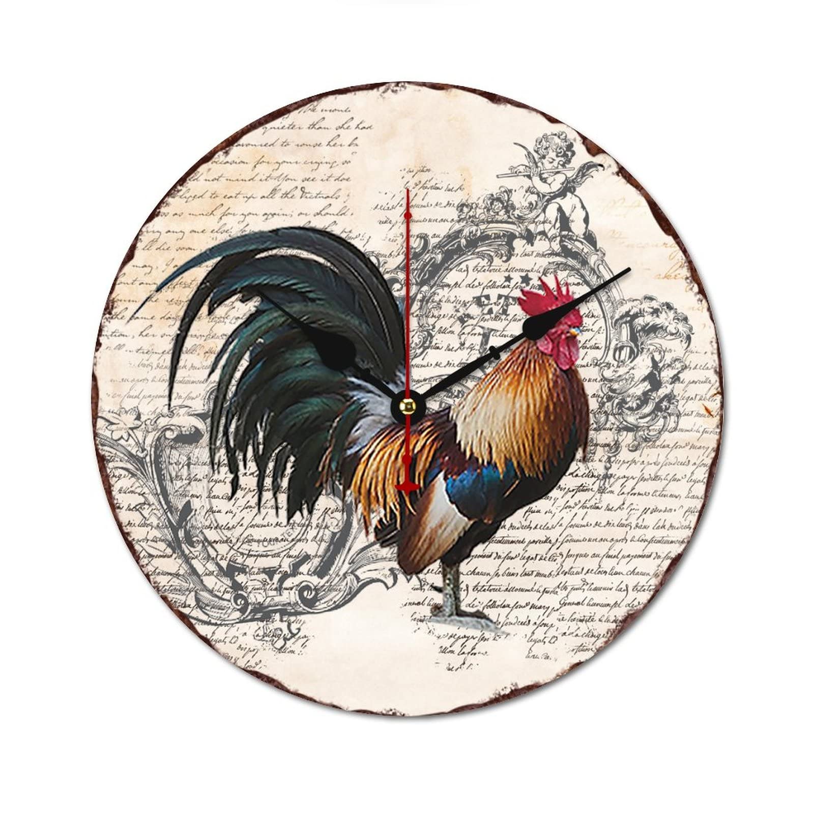 Horloge murale en bois 38cm grand cadran shabby chic pour la maison