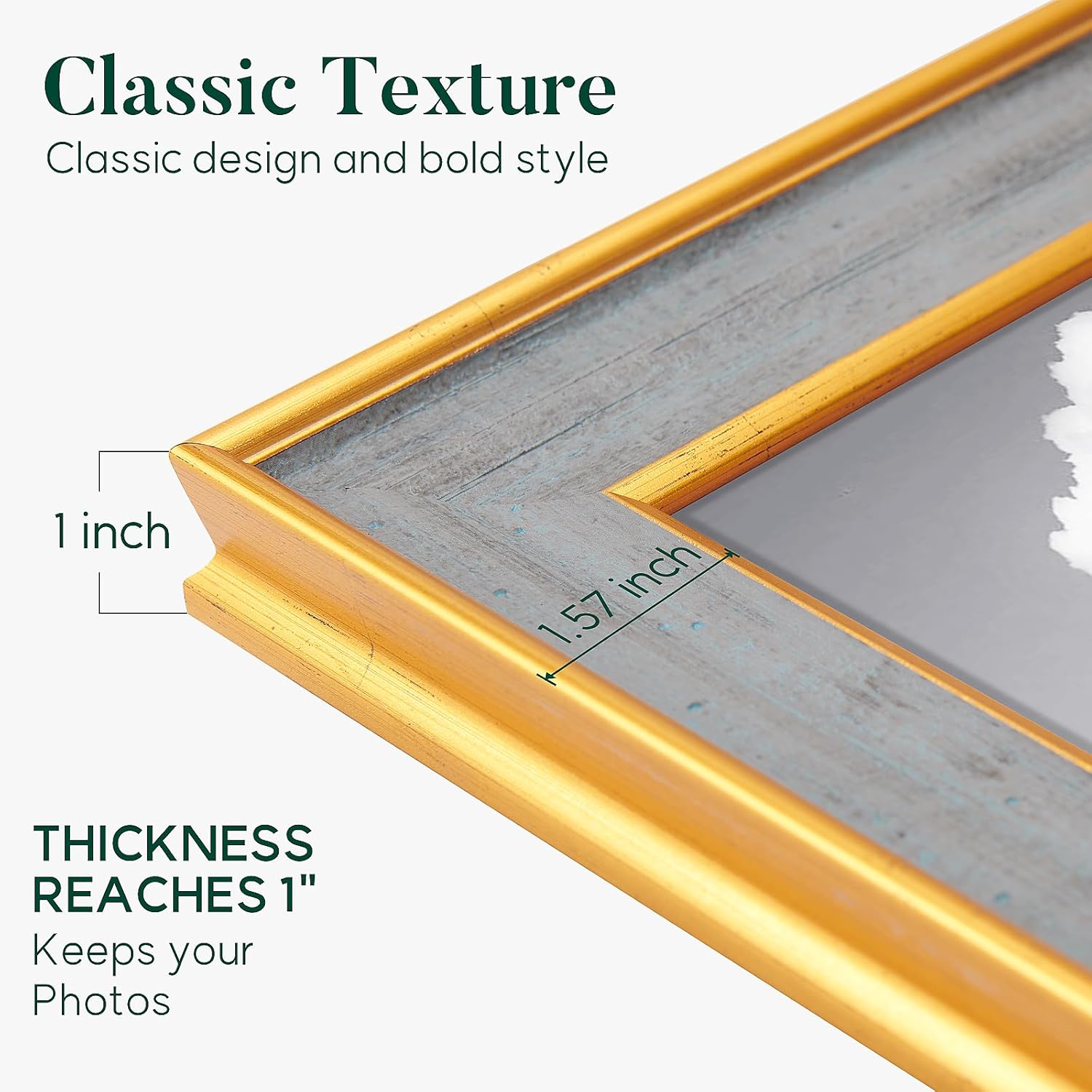 11x14 Picture Frame, Antique Finish Display 11x14 Frame with 8x10 mat,Tempered Glass for Wall or Tabletop,14x11 picture Vintage Framed Wall Art Décor,Grey,1Pack - Image 2