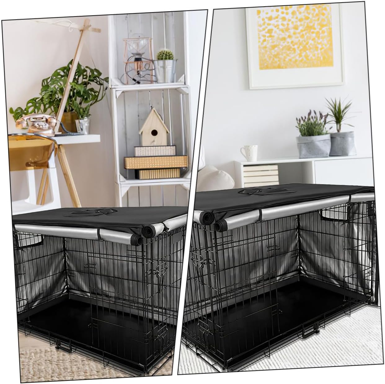 Kisangel Dog Cage Cover Pet Crate Cover Oxford Weatherproof Easy to Use Dog Supplies