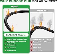 Vista 6 de Oududianzi Cable de extensión solar de 10 pies, cable solar de 10 AWG, cable fotovoltaico de cobre estañado de calibre 10, cables y conectores