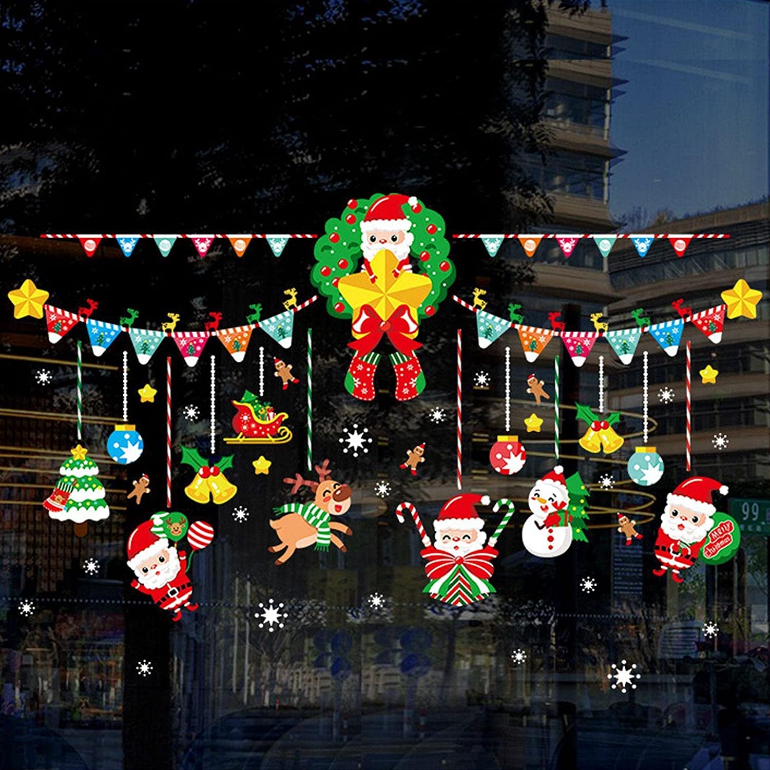 Amazon | クリスマ飾り 静電ステッカ剥がせる 汚れない Merry