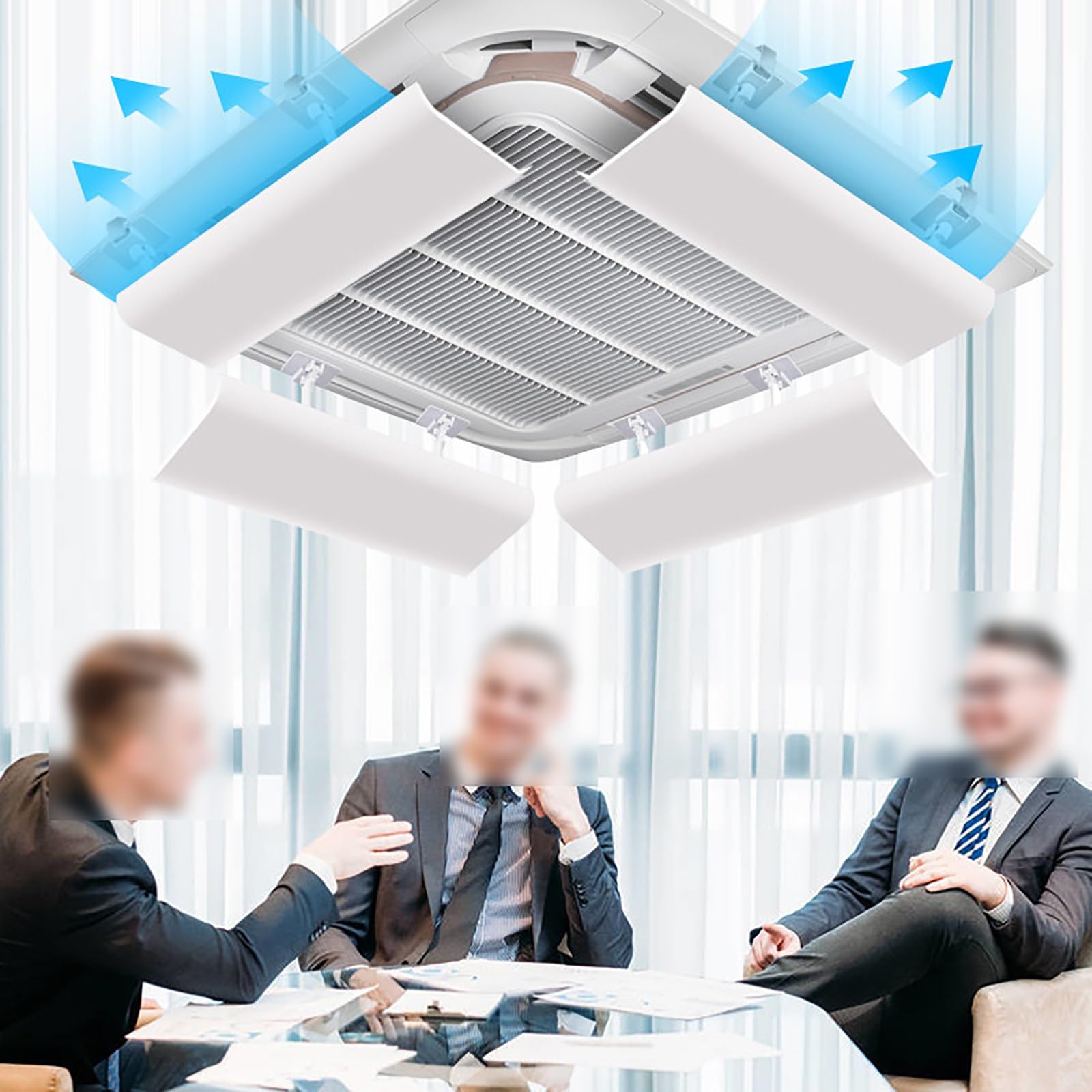 Deflettore Condizionatore Regolabile, Set da 4 Pezzi Deflettori Condizionatore per Bocchetta di Ventilazione a Soffitto, Deviatore D'aria per Evitare il Flusso D'aria Diretto(20 * 53cm/8 * 21in)