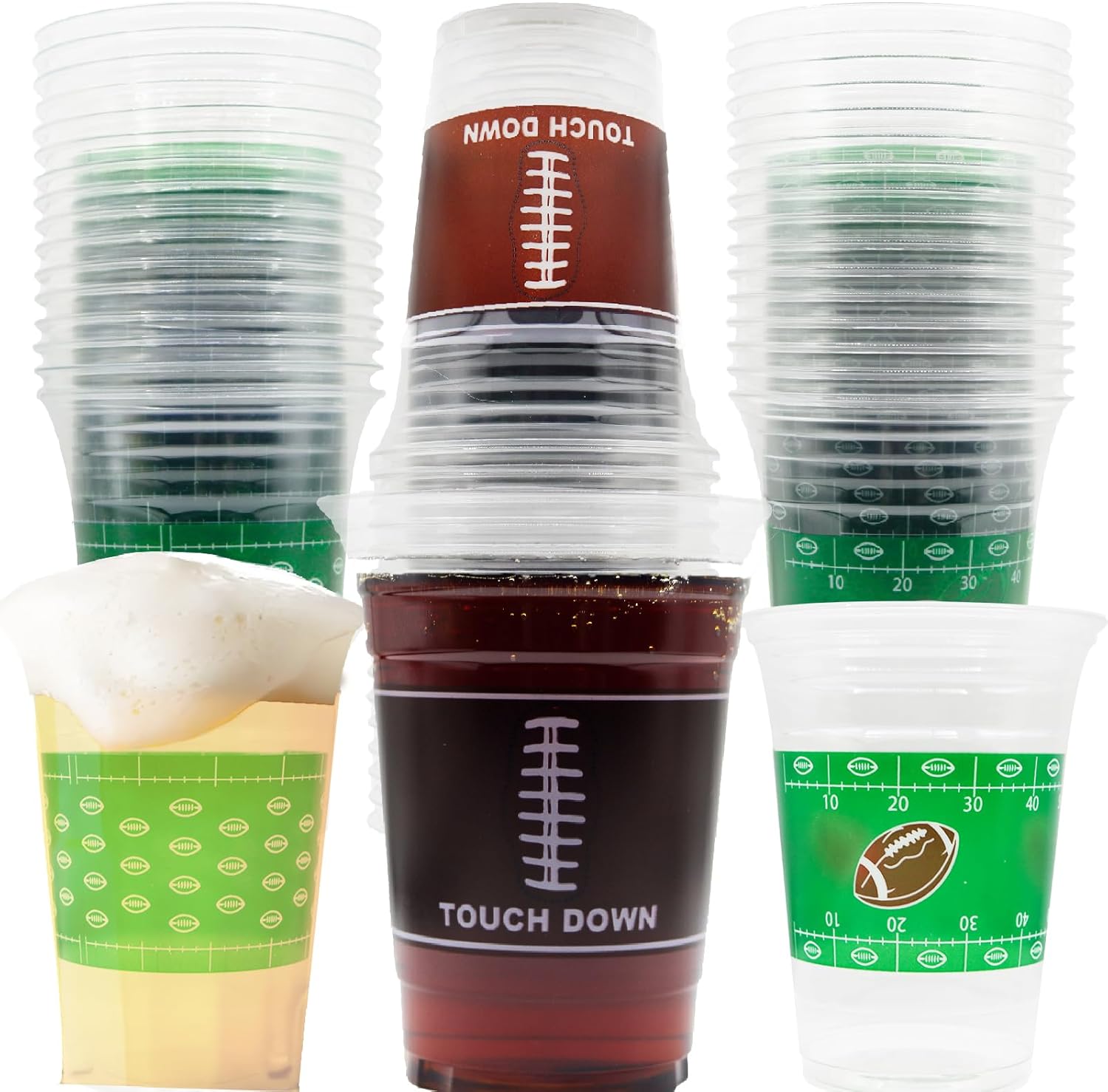 48 PCS 16 oz Football Disposable Plastic Cups, Football Party Cups, Football Drinking Cups for Football Decorations, Football Parties, Tailgate Events, Football themed Plastic Cups
