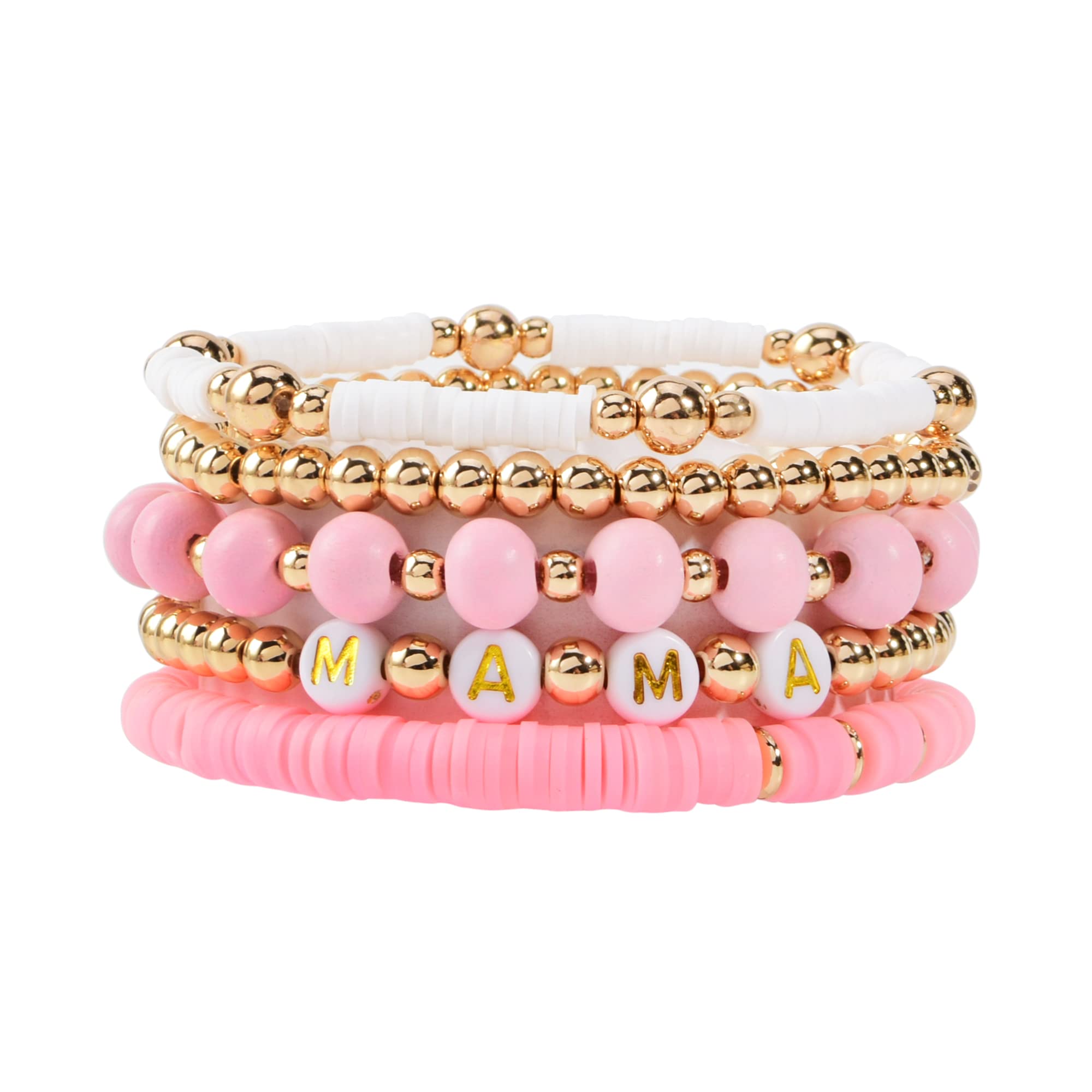 GOOJIDS Bamboo Tube Bangles Bracelet Chunky Curved Stacking Clear Acrylic Colorful Beads Stretchable Friendship Gold Bracelets Gift For Women