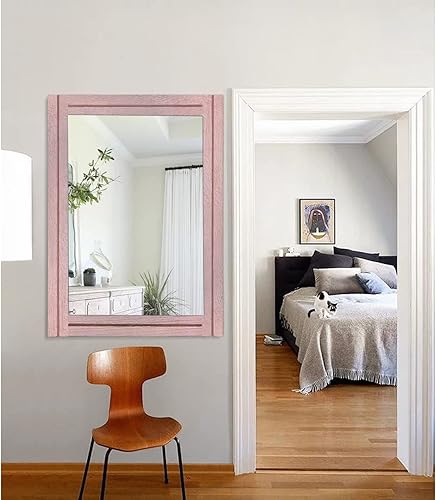Miniatura 7 de AAZZKANG Espejo rectangular con marco de madera, moderno espejo colgante de pared para dormitorio, baño, sala de estar, entrada, grande, 28 x 20