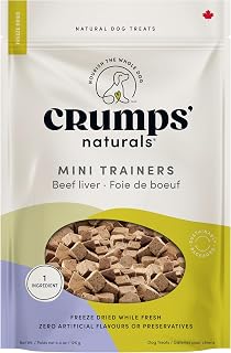 Crumps' Naturals Freeze Dried Beef Liver Mini Trainers Dog Treats, 4.4oz - 100% Natural Training Rewards for All Ages