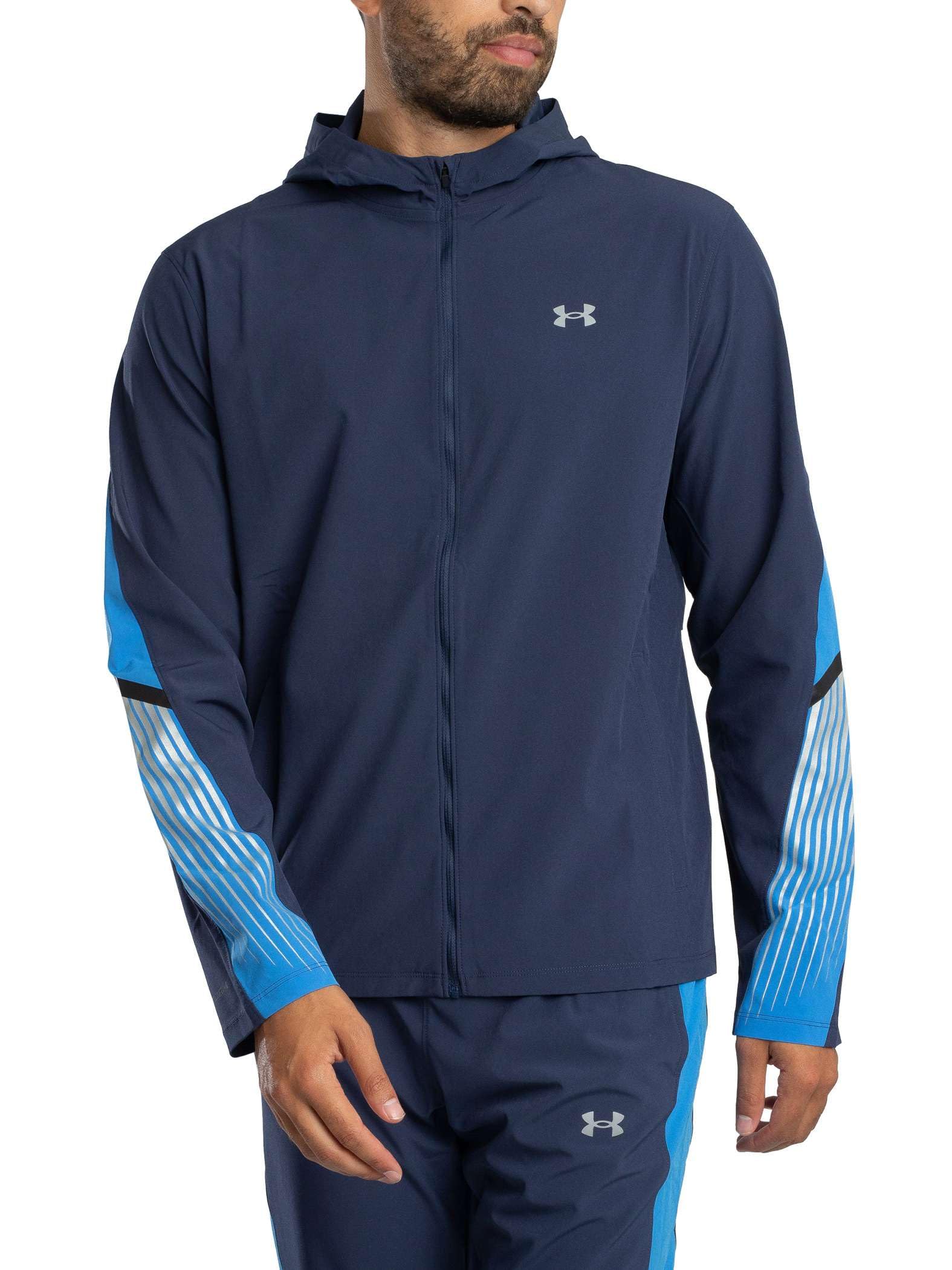 Under Armour Men's Velociti Storm Hooded Jacket, Blue, L