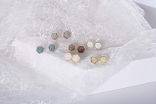 Miniatura 6 de JOYAGIFT Aretes tipo dormilona de resina Druzy para mujer, hipoalergénicos, diseño de geometría de cristal brillante, para adolescentes y niñas