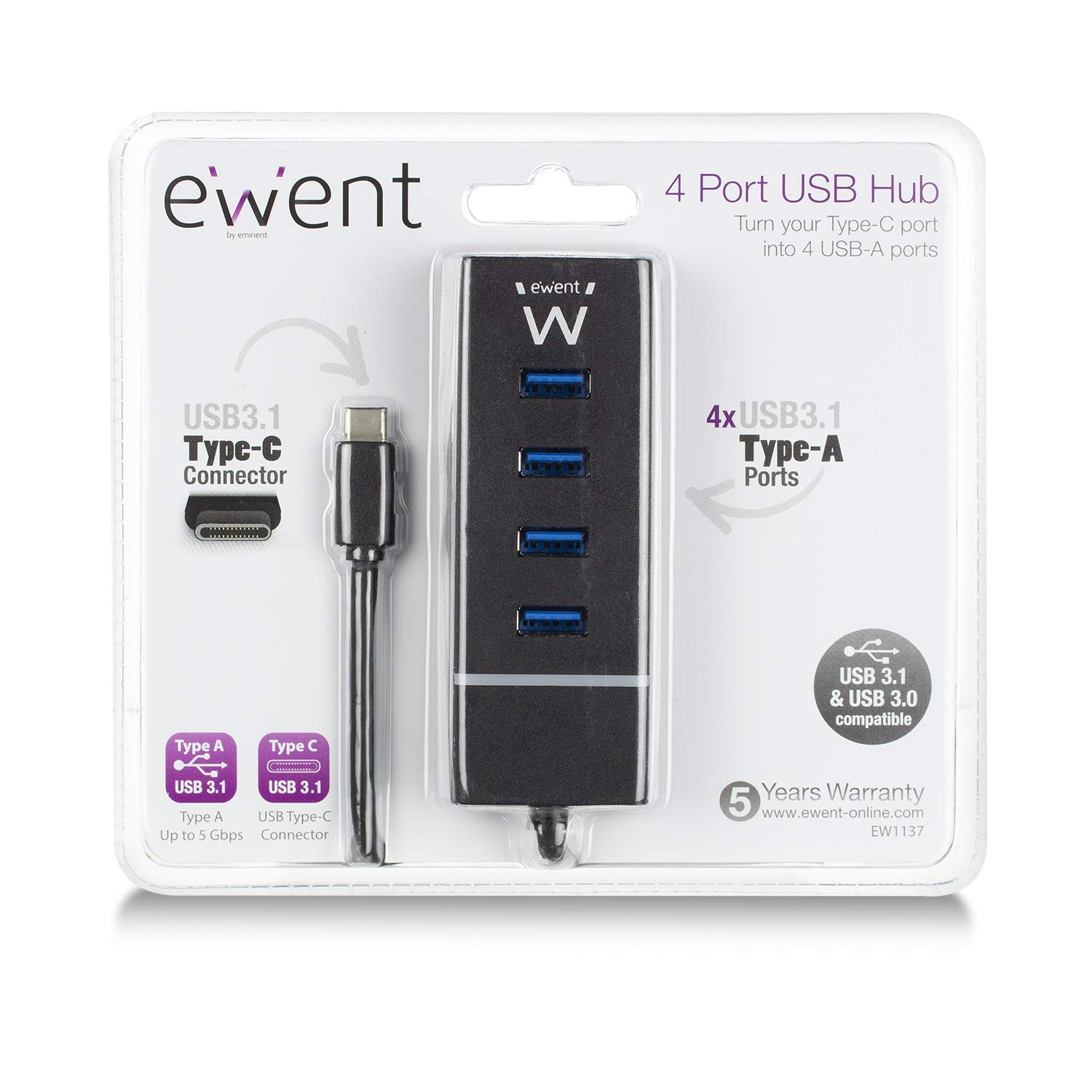 UGREEN Hub USB C 4 Porte USB 3.0 Dongle USB C 5Gbps Adattatore USB C a USB OTG Hub USB Type C