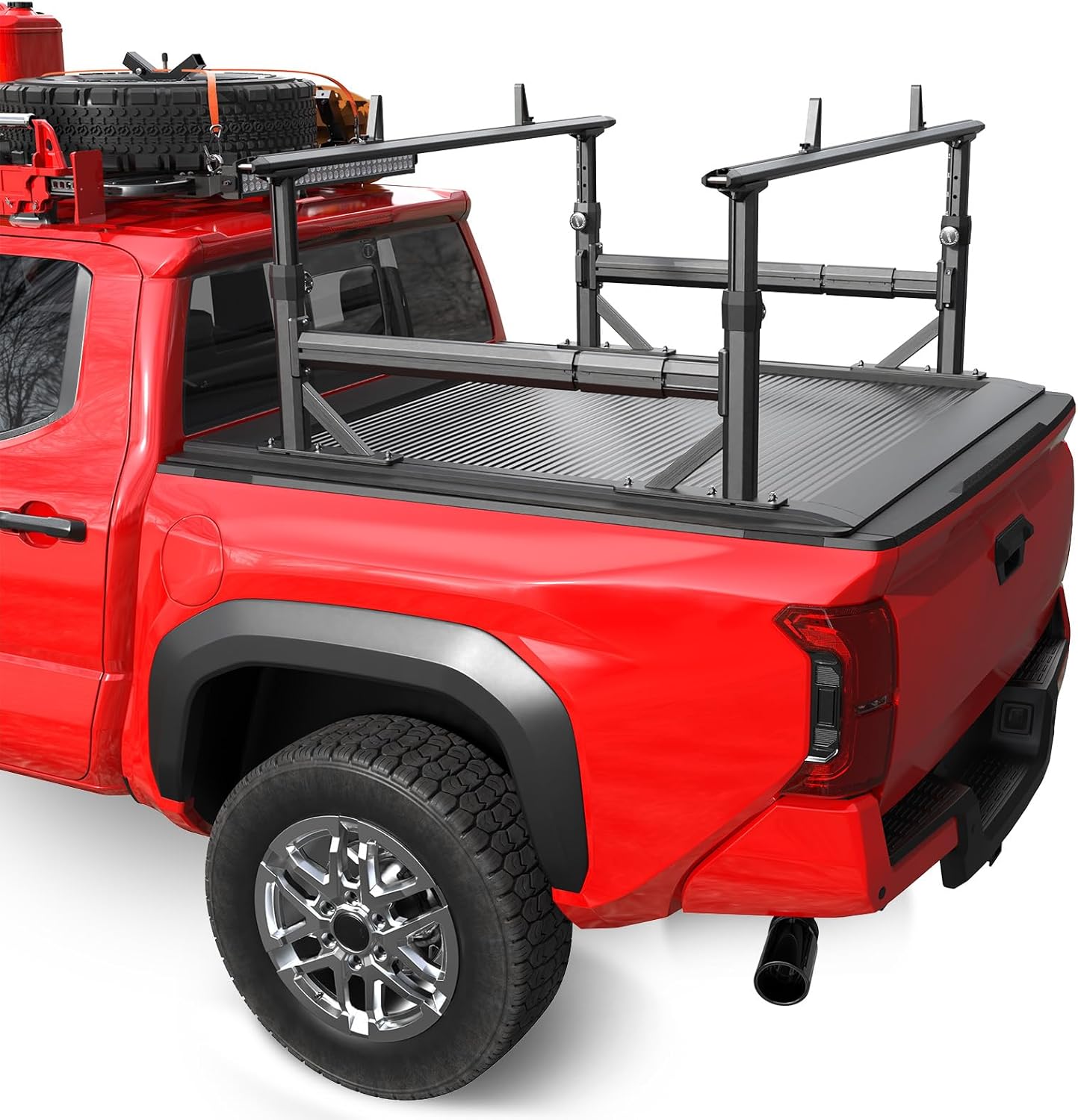 Truck Bed Rack Fit for Tacoma 2005-2025 & Gladiator 2021-2025 with Tonneau Cover, 800 LBS Adjustable Ladder Rack, Heavy-Duty Extendable Bed Rack with Side Bars