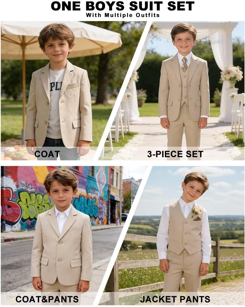 Boys Suit 4 Pcs Slim Fit Set Casual Suits Wedding Outfit Prom Jacket Vest Pant Tie Child Teen Dress Tuxedo Sets for Boy Kid - Image 4