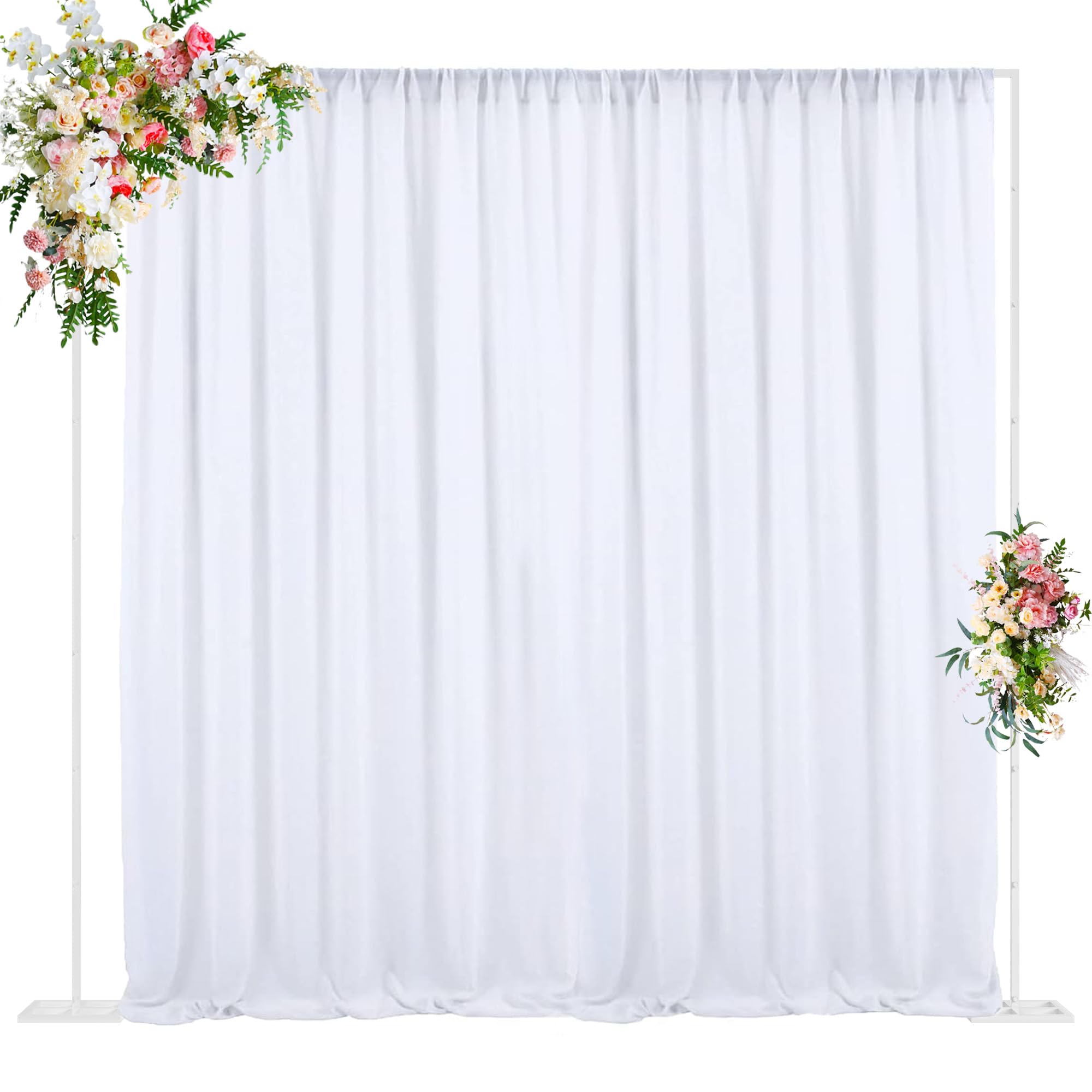 Photo 1 of Wokceer 10 FT Backdrop Stand Heavy Duty Pipe and Drape Kit, Adjustable White Backdrop Stands for Wedding Photo Booth Background Birthday Party Exhibition Decoration