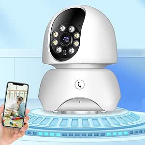 HD Night Vision Monitor Camera 2.4G+5G Wireless WiFi Dual Band Camera Security Monitoring Motion Detection, 2 Way Audio, Night Vision (White) asin的图片