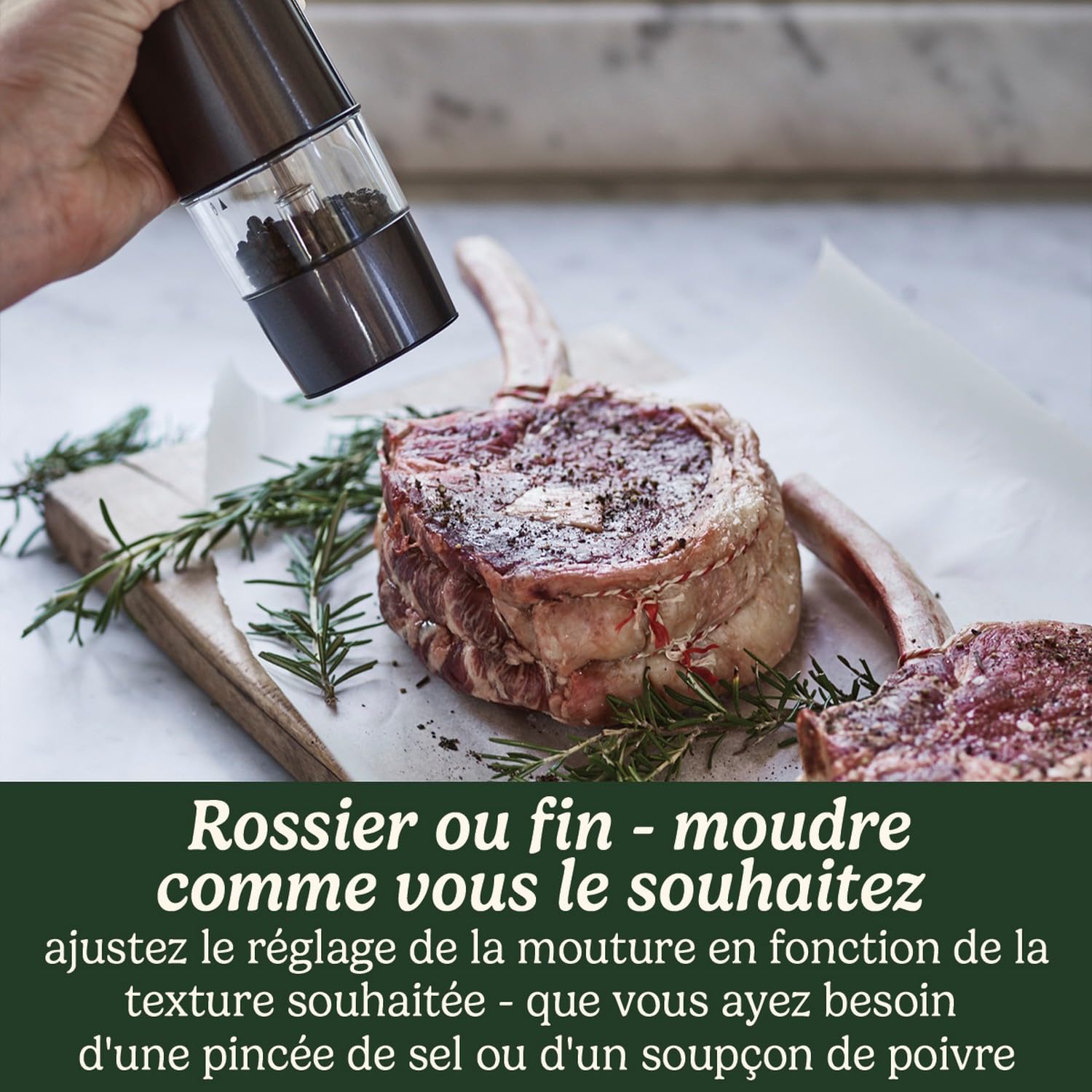 Cuisinart Moulin à sel et à poivre électrique - Moulin à assaisonnement rechargeable - Aucune pile requise, chargement en 20 minutes - Capuchon doseur - Réglages de mouture ajustables - Bleu