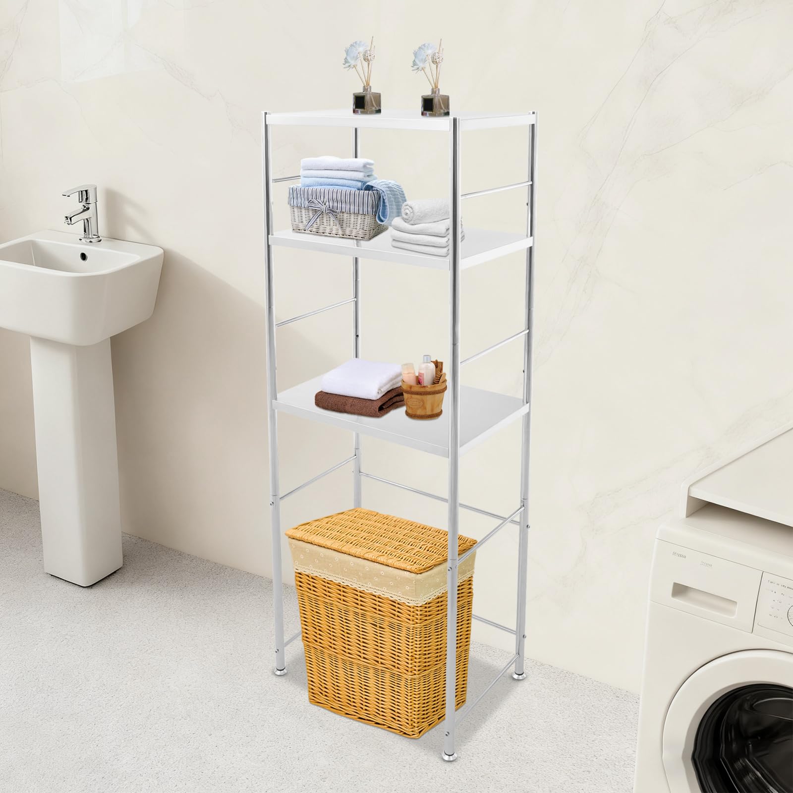 Robusto scaffale in acciaio inox con piano inferiore aperto, versatile per cucina, bagno e magazzino, portata 5 kg per piano (60 x 40 x 168 cm)