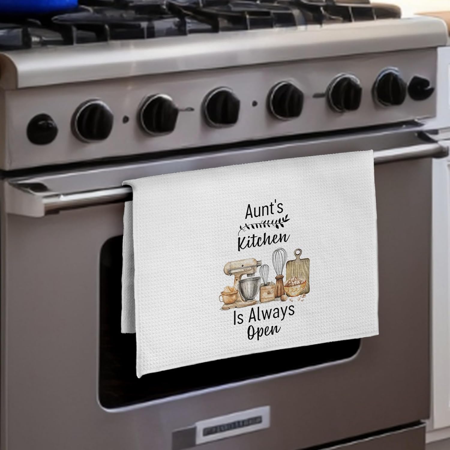 Aunt Gifts Kitchen Towels, Best Mother's Day Birthday Gifts for Auntie from Nephew Niece Dish Tea Towels, Aunt's Kitchen is Always Open Decorative Hand Towels, 16X24In - Image 4