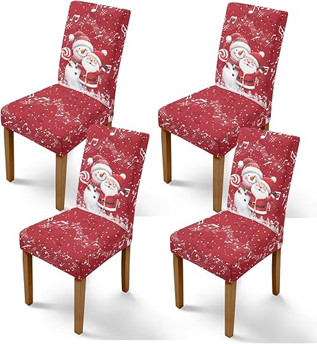 Miniatura 32 de Rnyleeg Fundas de silla de Navidad para sala de estar, diseño de muñeco de nieve azul, estampado de pájaros, fundas para sillas de comedor, 1 Muñeco
