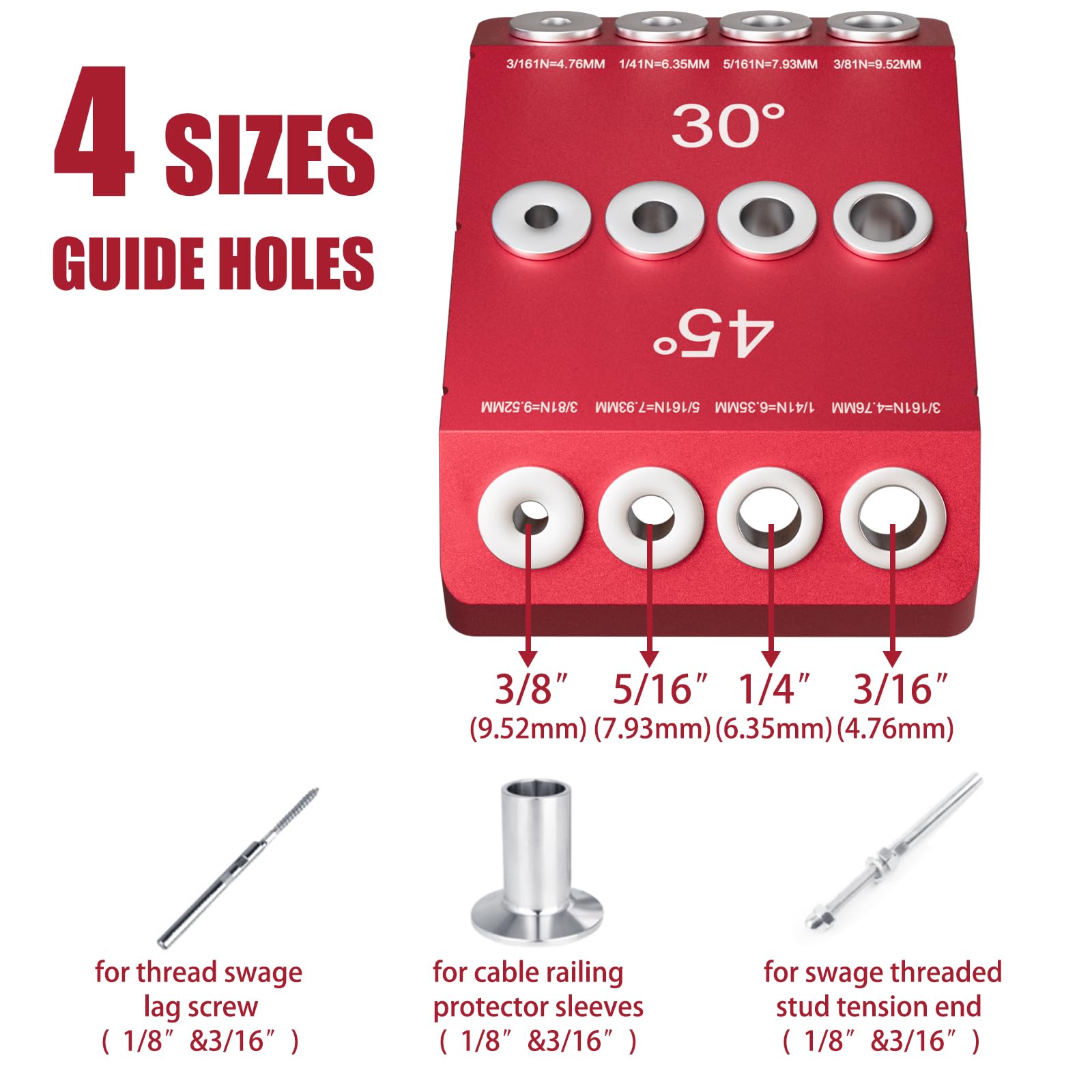 Snapklik.com : Kingson 30 45 90 Angled Drill Guide For Cable Railing ...