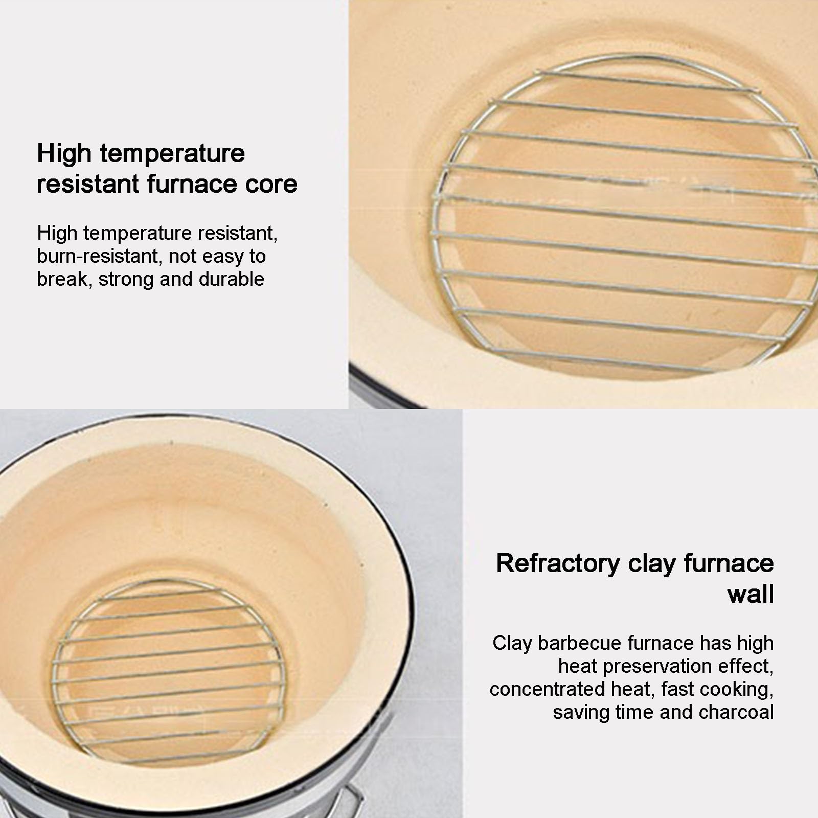 Przenośny japoński ceramiczny grill na węgiel drzewny okrągły design z metalowym rusztem beżowy 27 x 27 x 17 cm idealny na kemping i gotowanie w domu sprzęt do grillowania na świeżym powietrzu