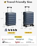 Lekesky 16 Inch Carry On Luggage for Airplanes - Hard Shell Suitcase with TSA Lock, Detachable Spinner Wheels Lightweight ABS Carry On Suitcase for Travel Weekend Trips Men Women, Blue