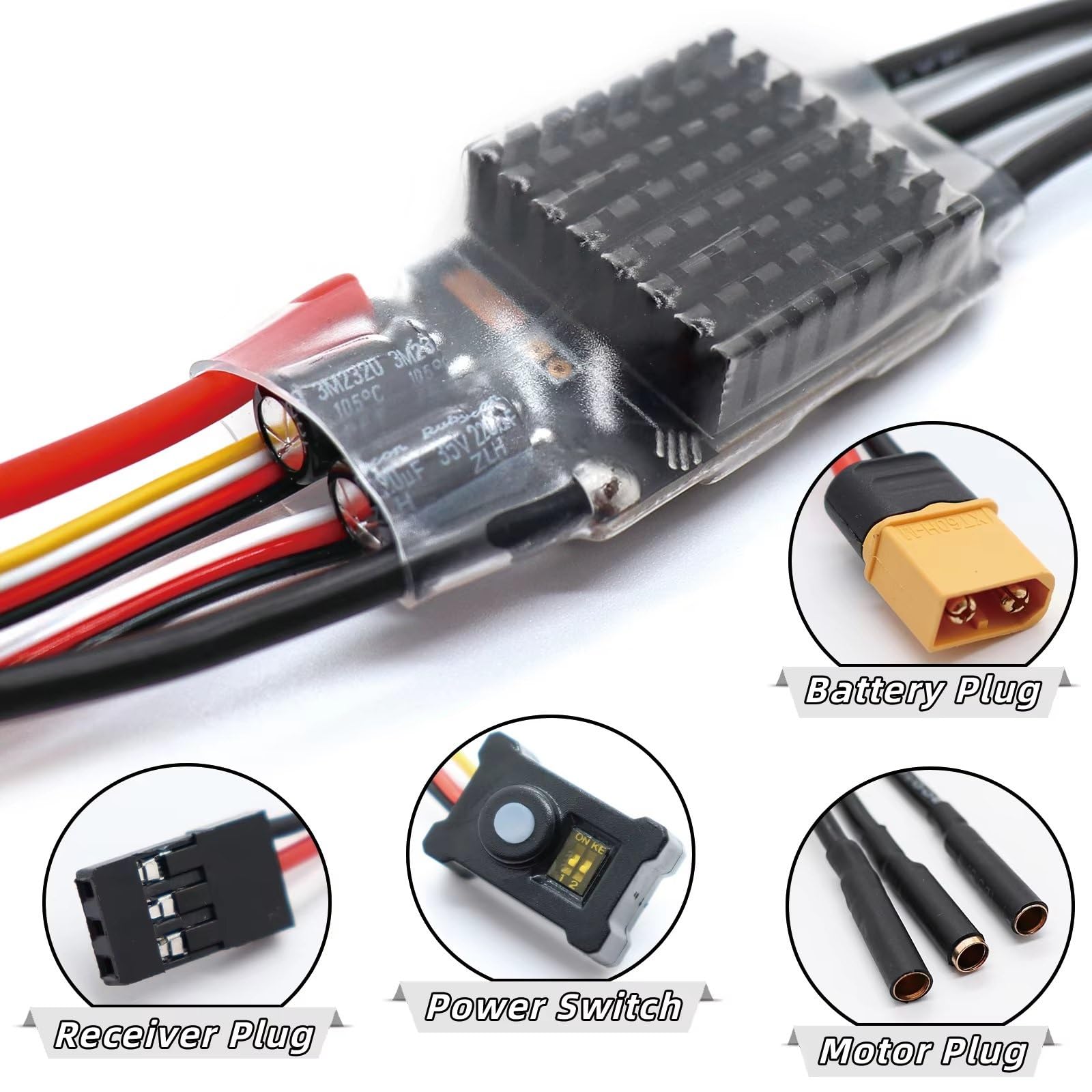 Per Axial Per Traxxas Per SCX10 Per TRX-4 Per TRX-6 ESC Per Auto RC Sistema Di Alimentazione ESC Per Cingolati RC AM32 Motore Brushless Per Combo RM-S20 80A Regolatore Velocità Rc(AM32 ESC)
