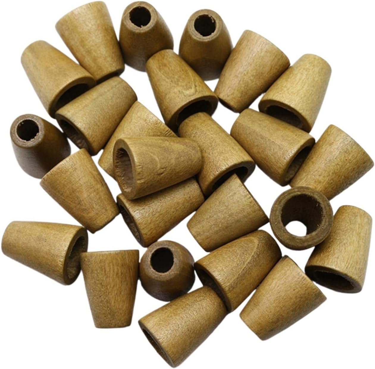 KeuLen Spring Cord Locks,Wooden Conical Shape Cord End Jewelry Making Hat Jacket Accessory DIY Craft Supply 4 Colors 10x14x20 mm 30 pcs/lot (Color : Black, Size : 1x1.4x2 cm) (Color : Wooden Color)