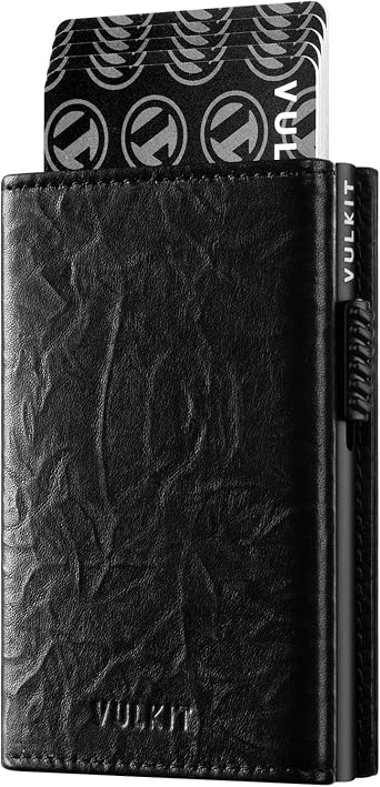 VULKIT Card Holder Wallet with Coin Pocket Magnetic Closure Pop Up Cards With ID Window Leather Wallet for Cash & Credit Cards