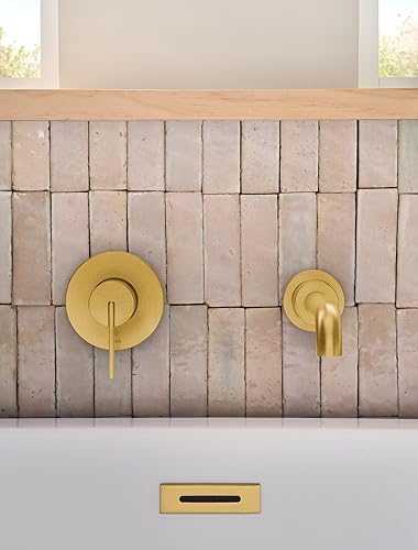 Miniatura 3 de Cia WT6221BG - Grifo de bañera de un solo mango dorado cepillado con alcance de boquilla de 10 pulgadas, relleno de bañera de alto flujo