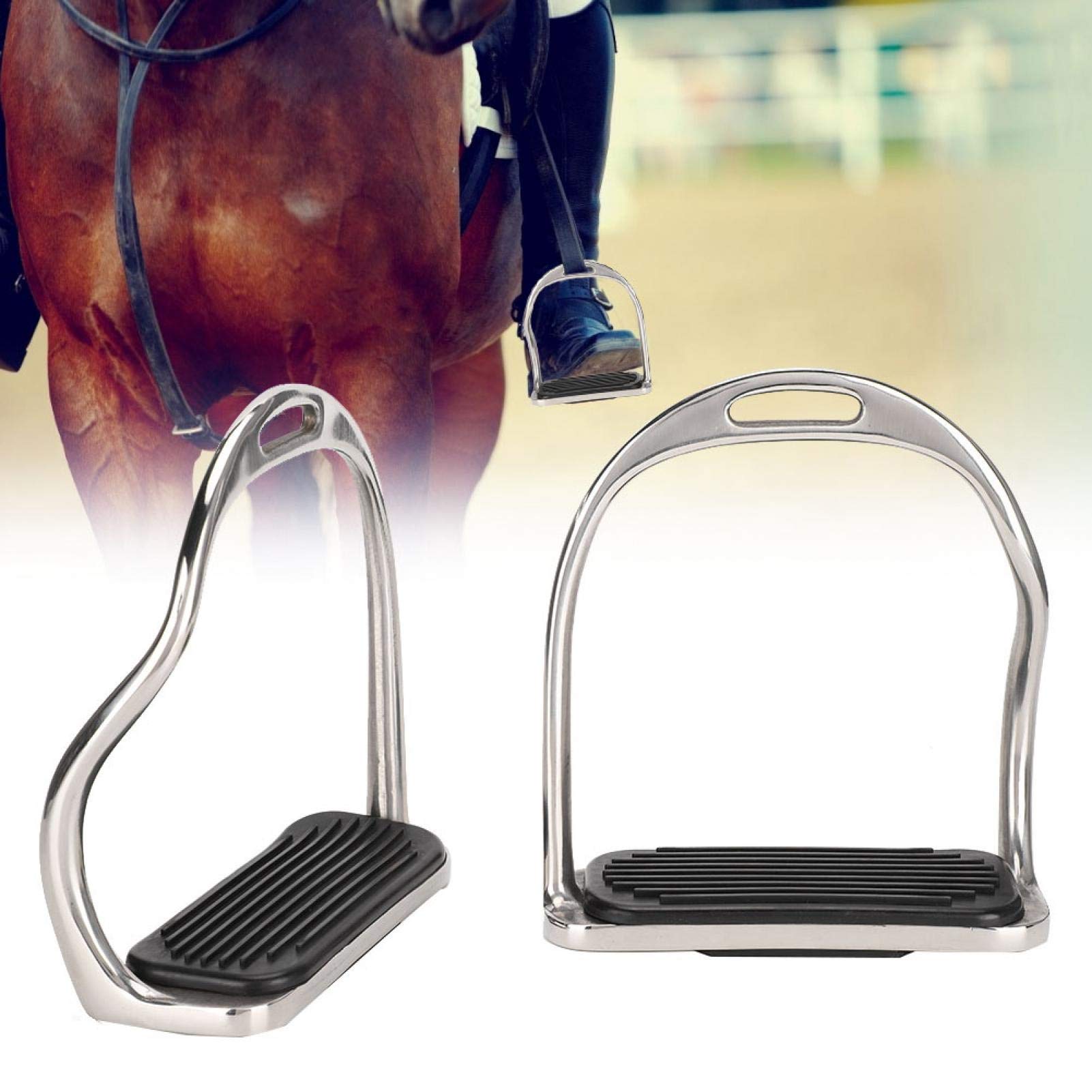 Estribos para Caballos, sillín de Seguridad para Montar, estribos de Acero Inoxidable con Almohadilla de Goma, Equipo Ecuestre Antideslizante para Montar