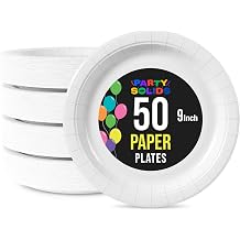 Exquisite White Paper Plates Disposable 9 Inch White Party Plates 50 Pcs | Disposable White Plates for Parties, Paper Plates for Dinners, Everyday and Birthday Supplies