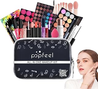 Kit Maquiagem - Pacote Conjunto Maquiagem | Pacote maquiagem para adolescentes - inclui conjunto pincéis maquiagem, paleta sombras maquiagem, brilho labial e Pinnkl