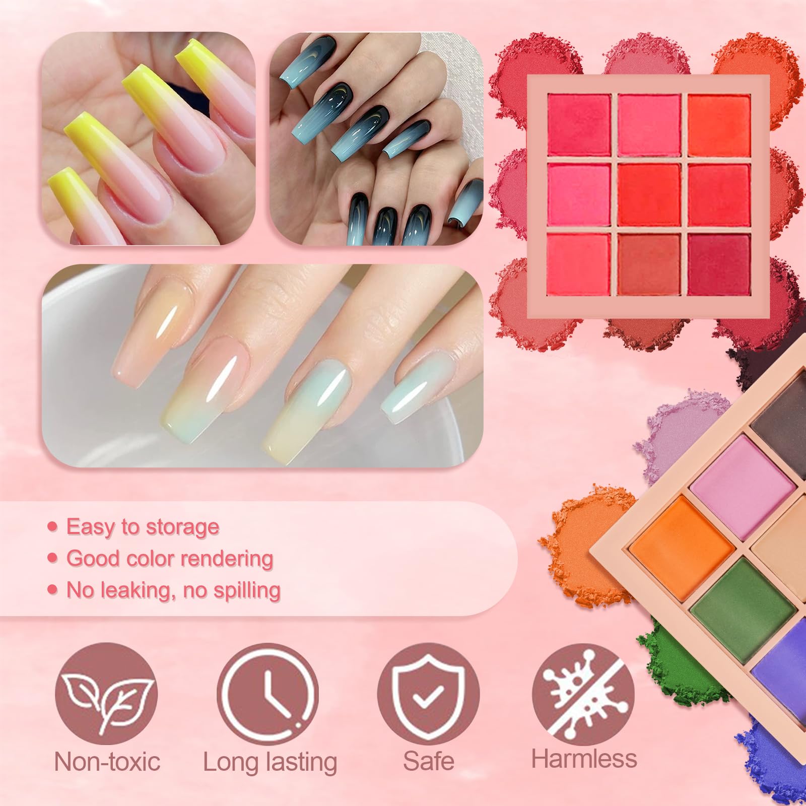 18 Colori Polvere per Unghie, Pigmenti per Unghie Polvere Unghie Glitter Unghie, 100 Pezzi di Spugna Unghie con Pinza Metallica Brillantini Unghie per Decorazioni Unghie Nail Art